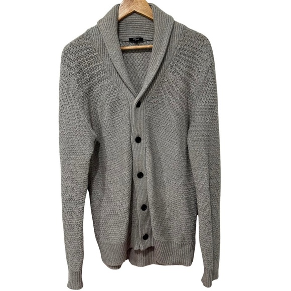 Rails Button Front Shawl Collar Cardigan Large Grey Preppy Minimalist GUC READ - Picture 1 of 11